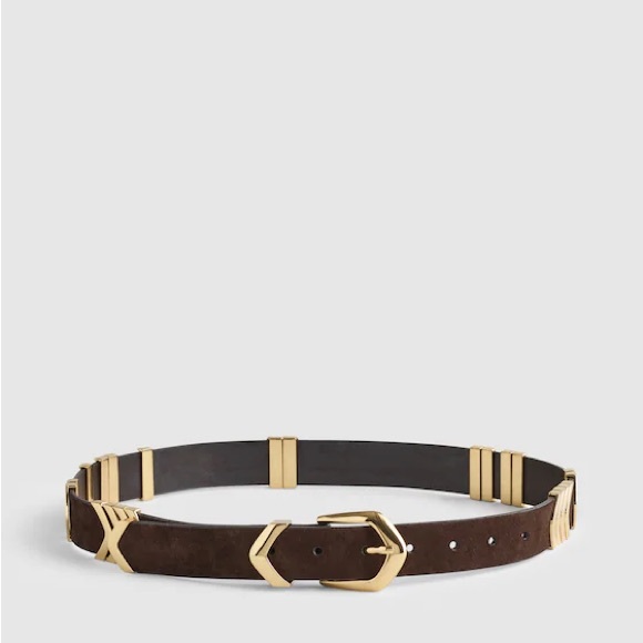 Madewell belt angular Gold Accent Brown Suede women’s medium new buckle leather